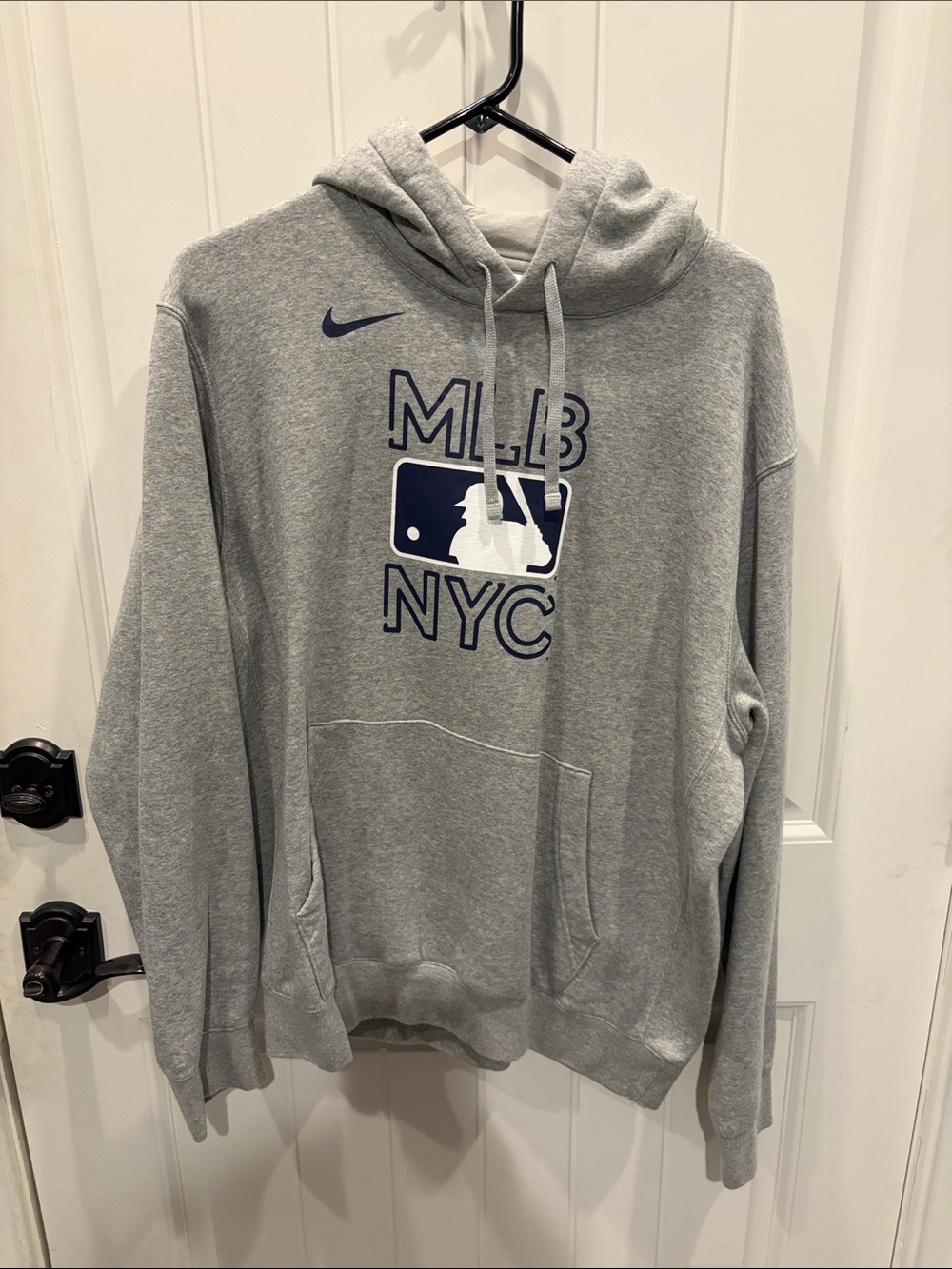 Nike Grey MLB NYC Pullover Hoodie with Navy Logo